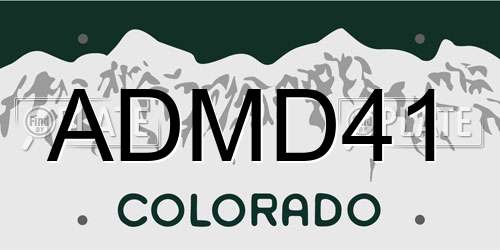 ADMD41 Colorado License Plate