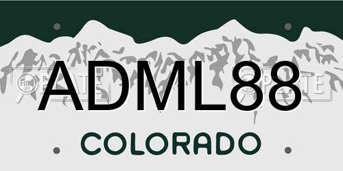 ADML88 Colorado License Plate