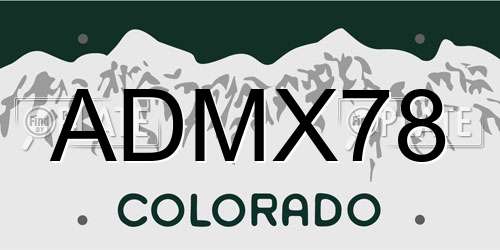 ADMX78 Colorado License Plate