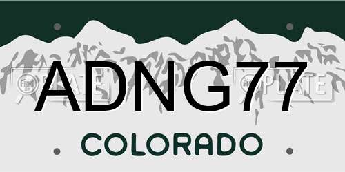 ADNG77 Colorado License Plate