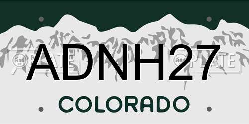 ADNH27 Colorado License Plate