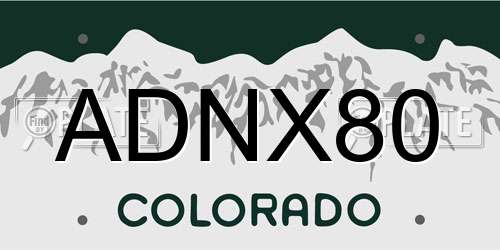 ADNX80 Colorado License Plate