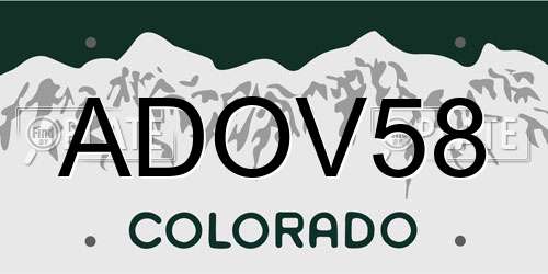 ADOV58 Colorado License Plate