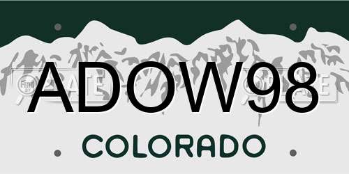 ADOW98 Colorado License Plate