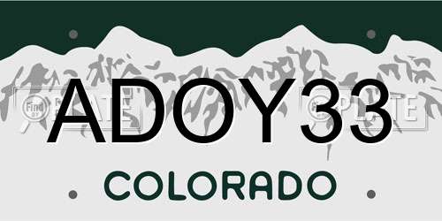 ADOY33 Colorado License Plate