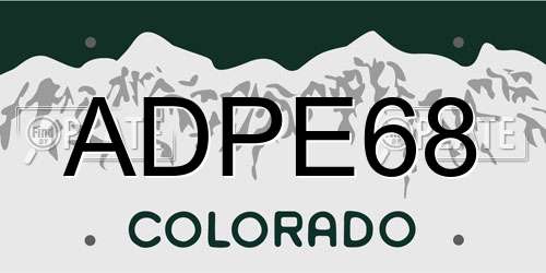 ADPE68 Colorado License Plate