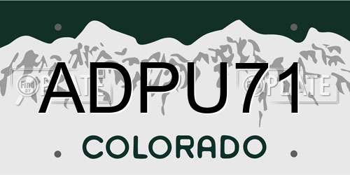 ADPU71 Colorado License Plate