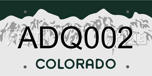 ADQ002 Colorado License Plate