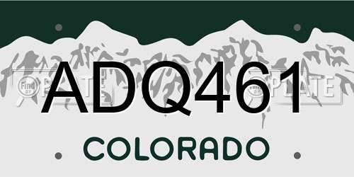 ADQ461 Colorado License Plate
