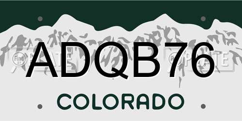 ADQB76 Colorado License Plate