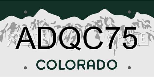 ADQC75 Colorado License Plate