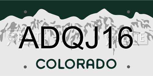 ADQJ16 Colorado License Plate