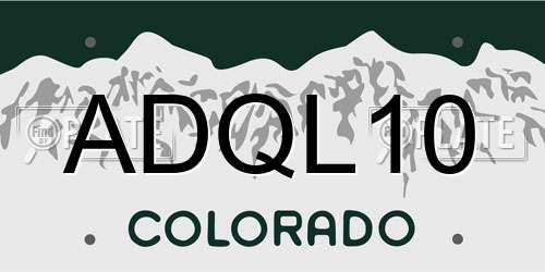 ADQL10 Colorado License Plate