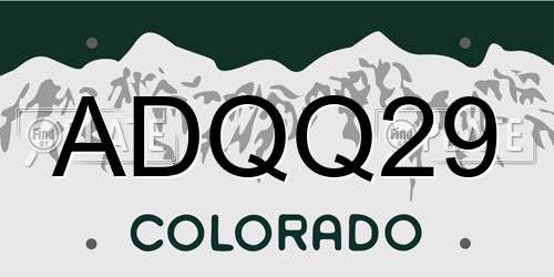ADQQ29 Colorado License Plate