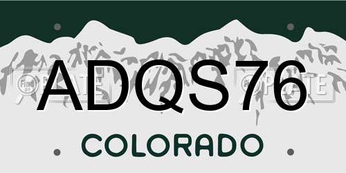 ADQS76 Colorado License Plate