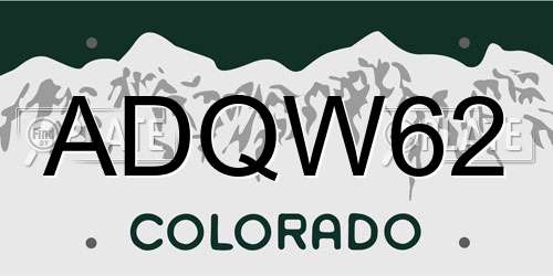 ADQW62 Colorado License Plate