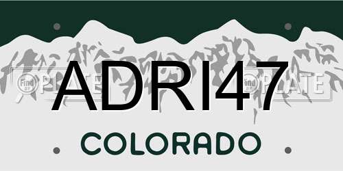ADRI47 Colorado License Plate