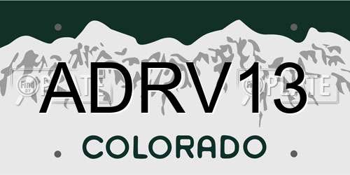 ADRV13 Colorado License Plate