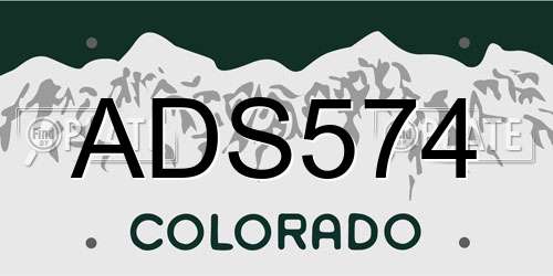 ADS574 Colorado License Plate