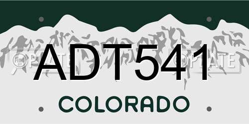 ADT541 Colorado License Plate