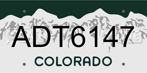 ADT6147 Colorado License Plate