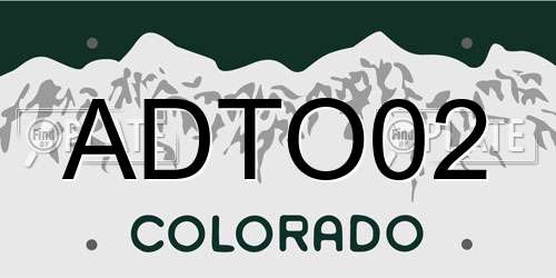 ADTO02 Colorado License Plate