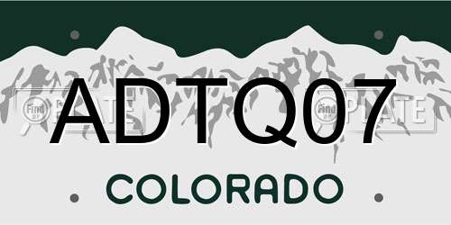 ADTQ07 Colorado License Plate