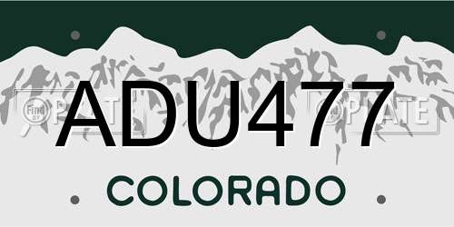 ADU477 Colorado License Plate
