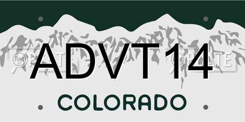 ADVT14 Colorado License Plate