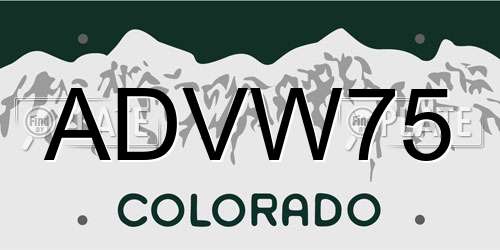 ADVW75 Colorado License Plate