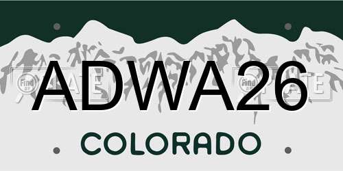 ADWA26 Colorado License Plate