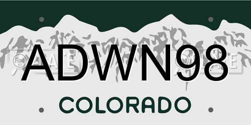 ADWN98 Colorado License Plate