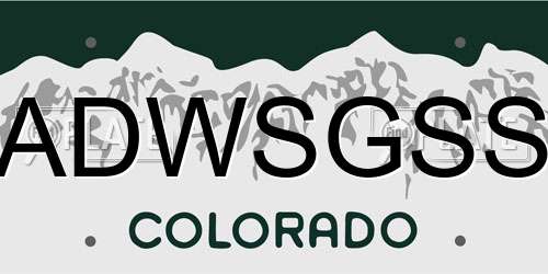 ADWSGSS Colorado License Plate