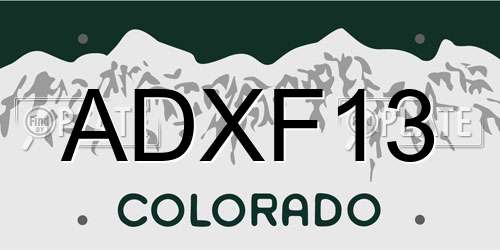 ADXF13 Colorado License Plate