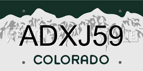 ADXJ59 Colorado License Plate