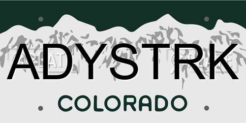 ADYSTRK Colorado License Plate
