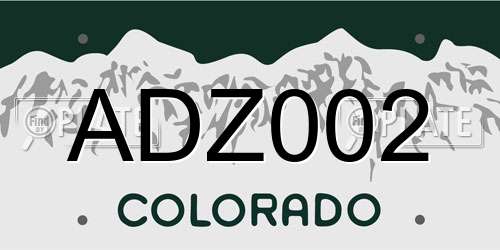 ADZ002 Colorado License Plate