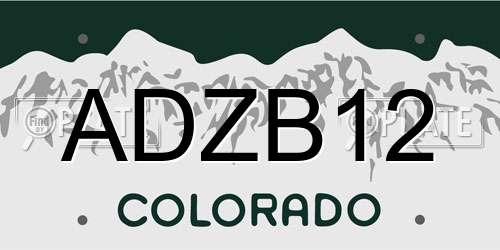 ADZB12 Colorado License Plate