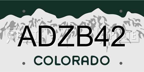 ADZB42 Colorado License Plate