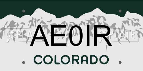 AE0IR Colorado License Plate