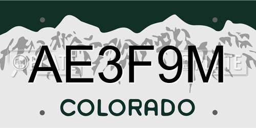 AE3F9M Colorado License Plate