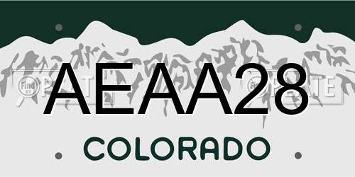 AEAA28 Colorado License Plate