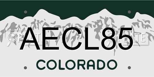 AECL85 Colorado License Plate