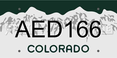 AED166 Colorado License Plate
