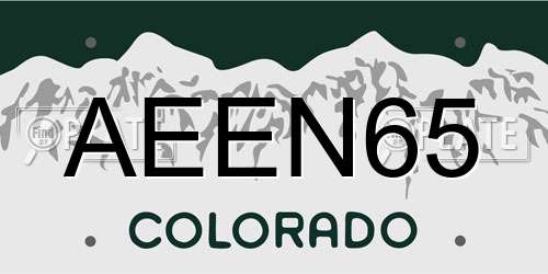 AEEN65 Colorado License Plate