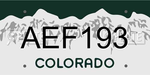 AEF193 Colorado License Plate