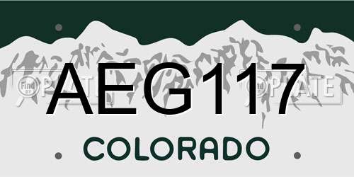 AEG117 Colorado License Plate