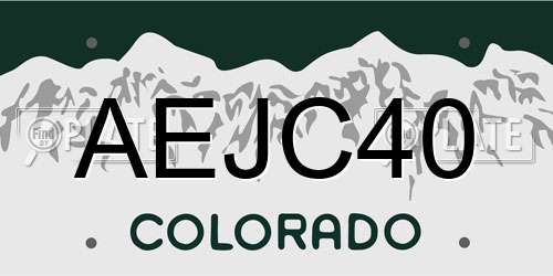 AEJC40 Colorado License Plate