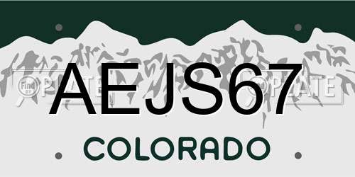 AEJS67 Colorado License Plate