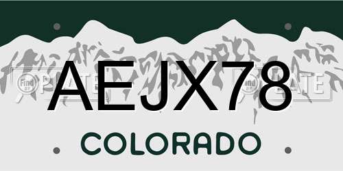 AEJX78 Colorado License Plate